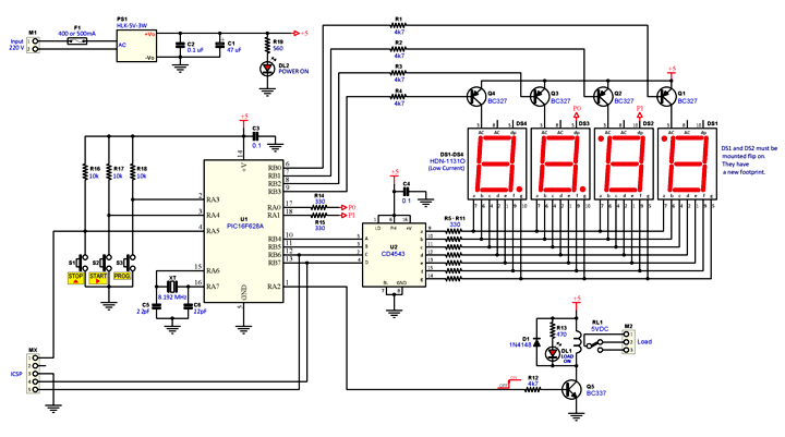 Schematic diagram of Digital Timer